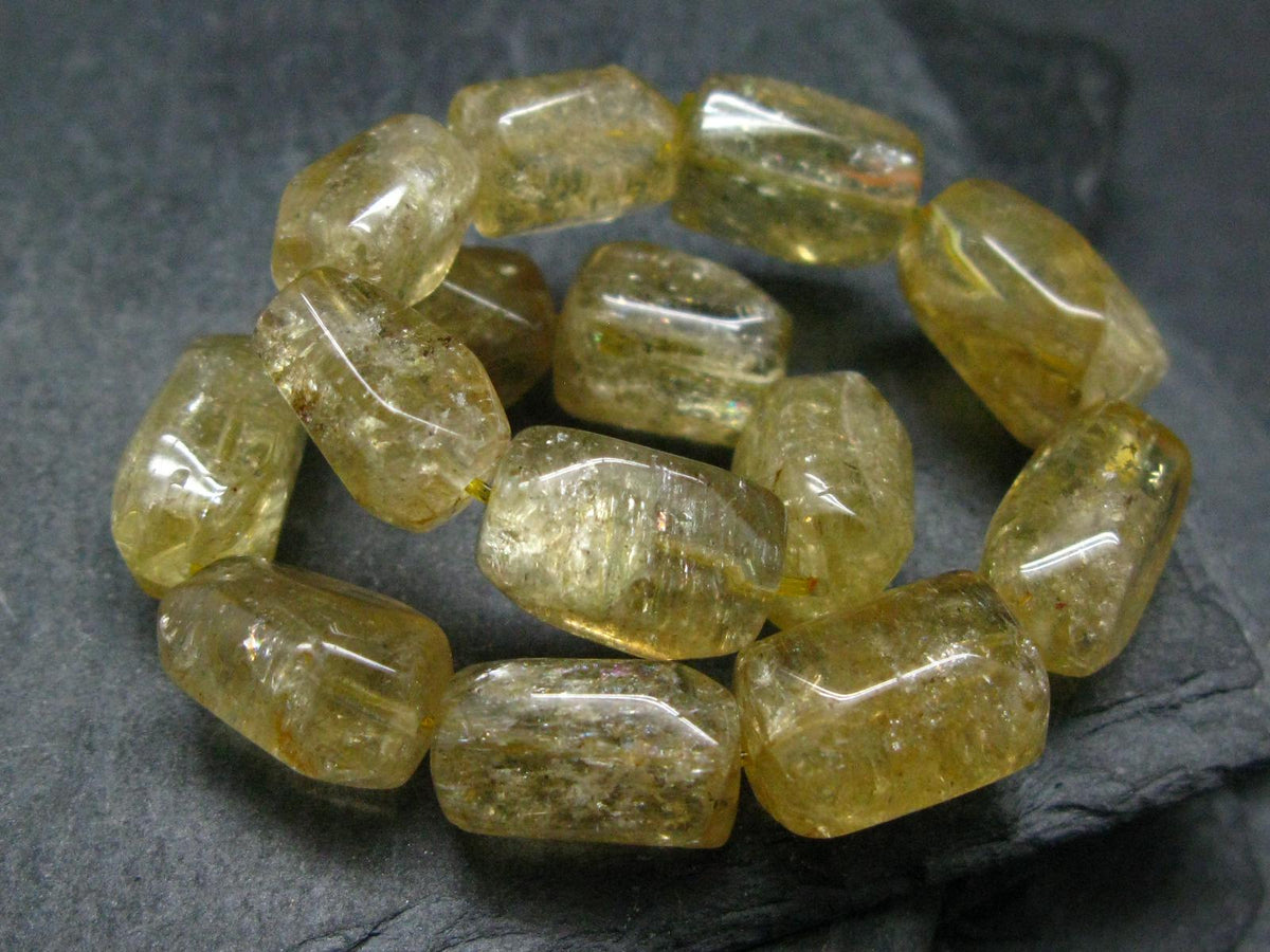 Gem Golden Scapolite Genuine Bracelet ~ 7 Inches ~ 15mm Tumbled Beads