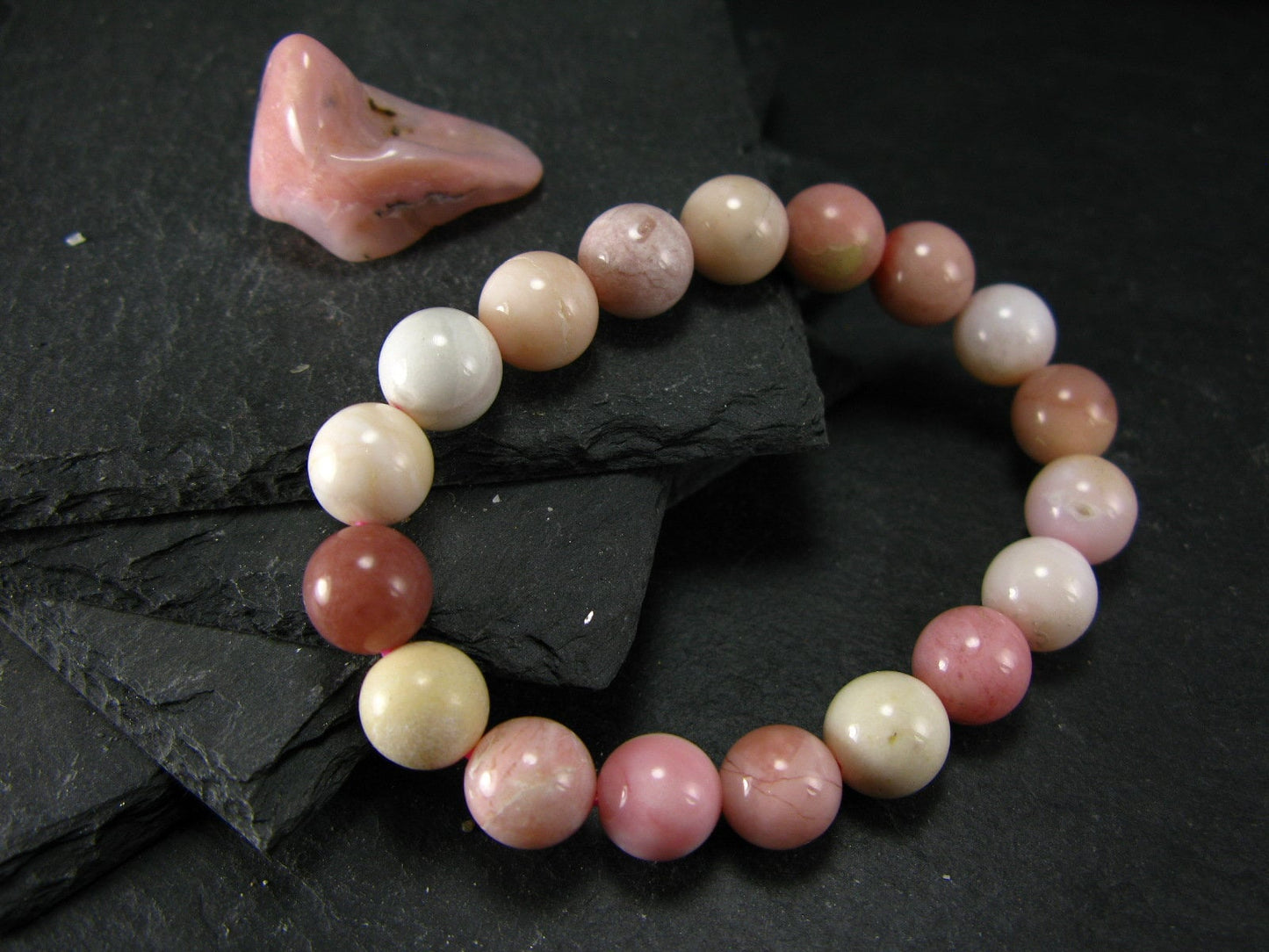 Pink Opal Genuine Bracelet ~ 7 Inches ~ 10mm Round Beads