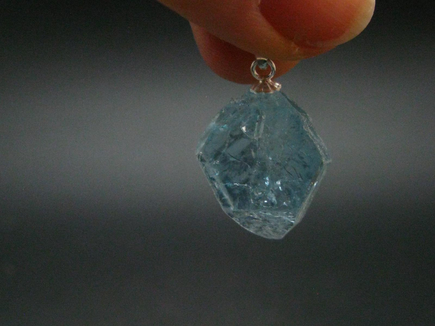 Natural Blue Topaz Crystal Silver Pendant From Russia - 1.0" - 28.10 Carats