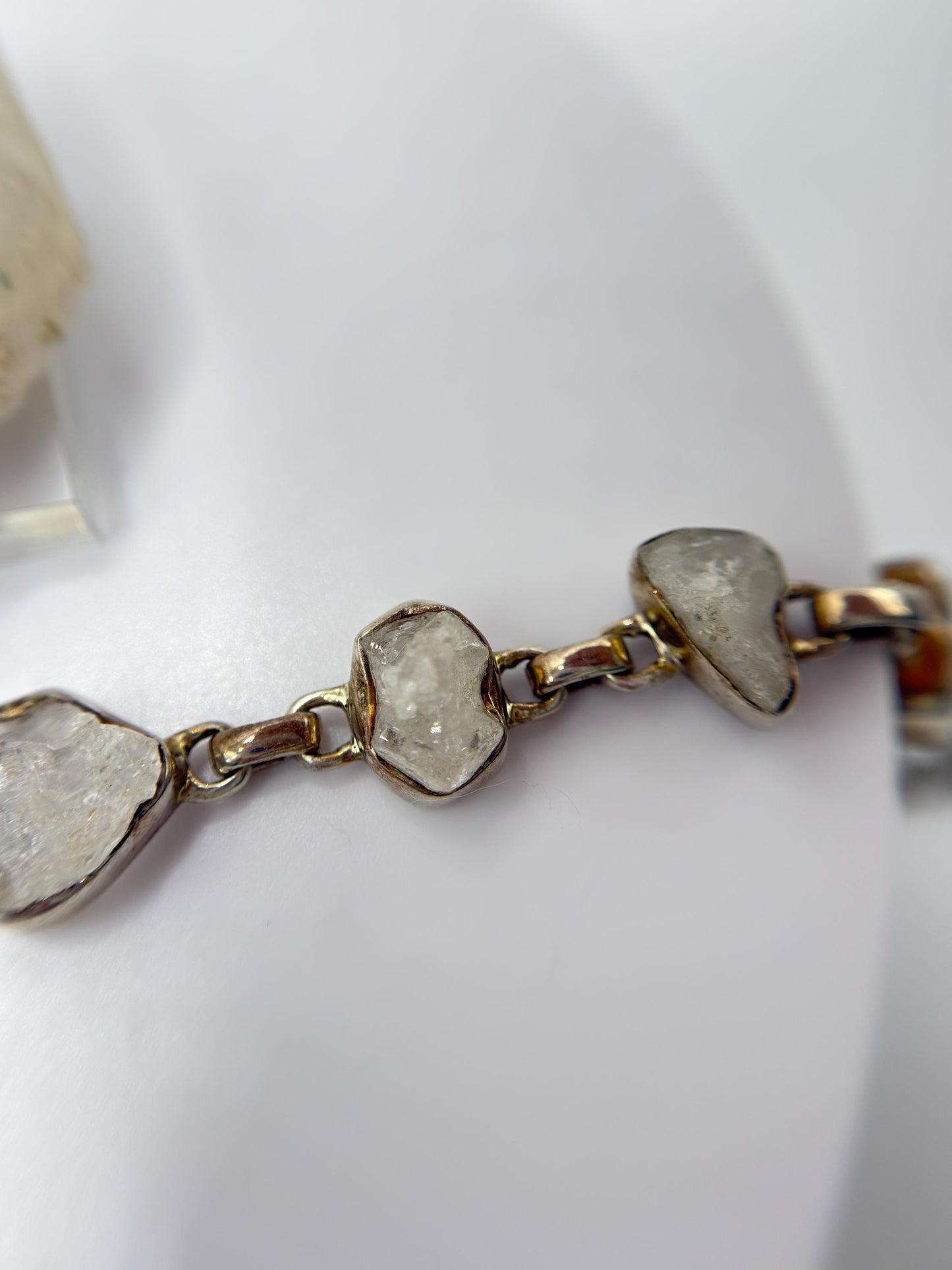 Raw Natural Phenakite (Phenacite) Crystal Bracelet in Sterling Silver - Weight 14.01 g