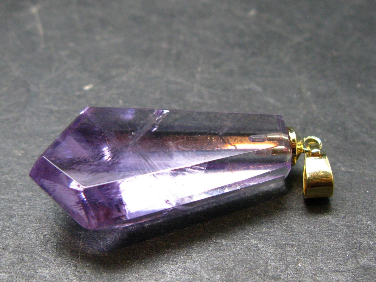 Amethyst Sterling Silver Gold Plated Pendant From Brazil - 1.5" - 7.16 Grams
