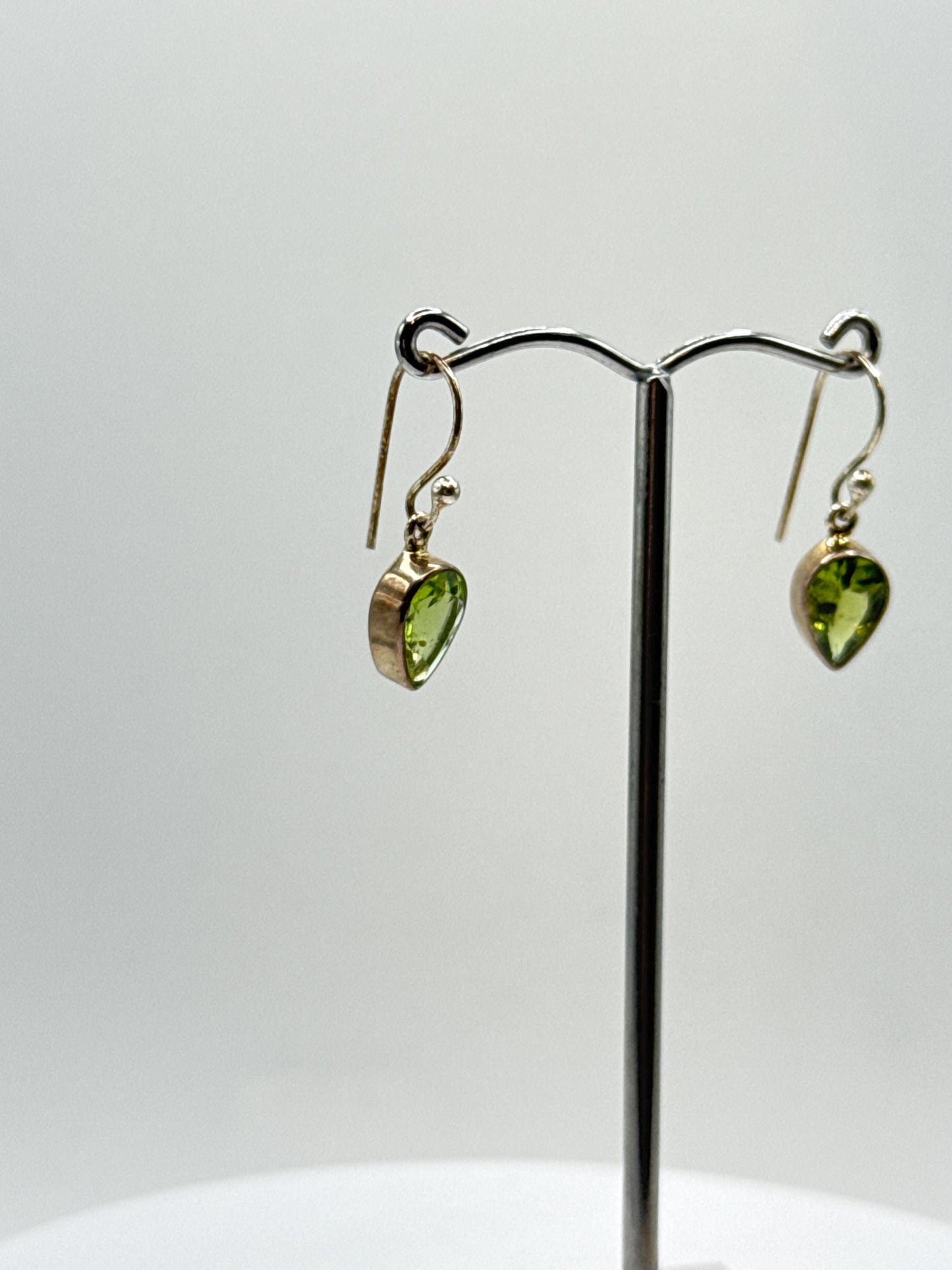 Peridot Teardrop Dangle Earrings | Sterling Silver August Birthstone