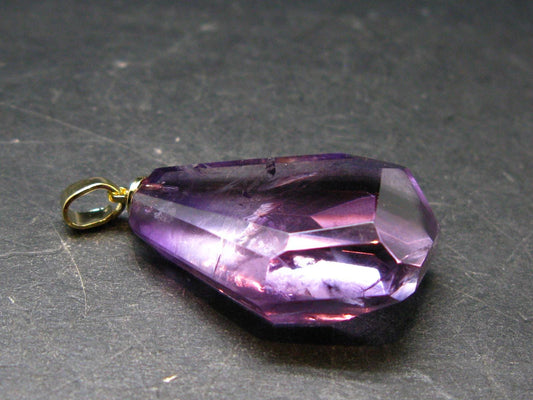 Amethyst Sterling Silver Gold Plated Pendant From Brazil - 1.5" - 10.87 Grams