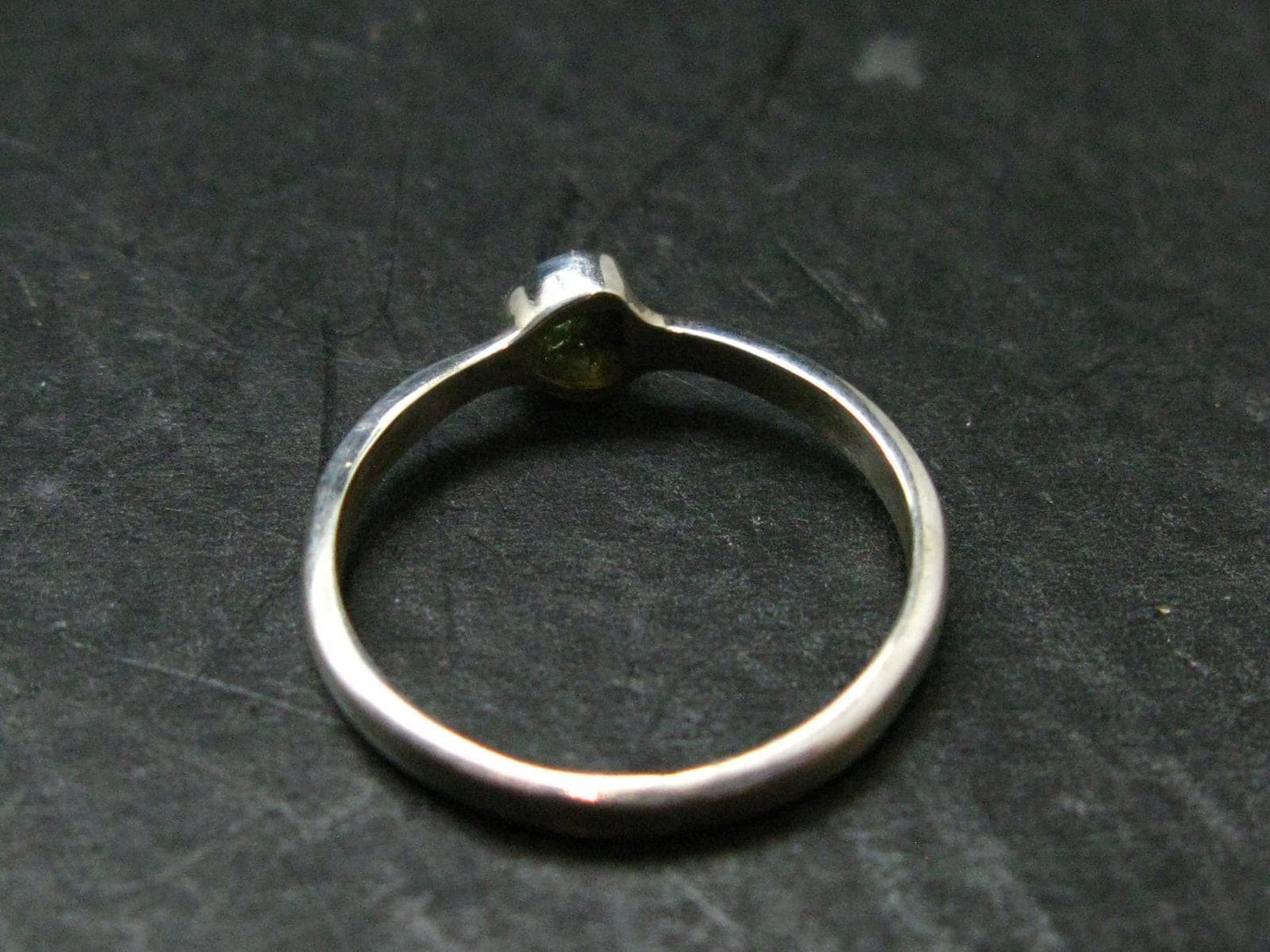 Cute Gem Moldavite Sterling Silver Ring From Czech Republic - Size 6.75 - 1.46 Grams