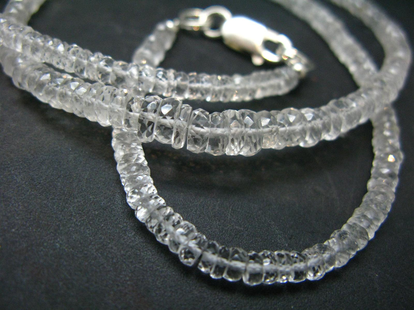 Rare Clear Petalite Necklace Beads From Brazil - 18" - Facetted beads