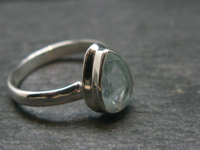 Cute Delicate Genuine Facetted Aquamarine Gem Sterling Silver Ring - Size 7 - 2.72 Grams