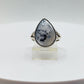 Elegant Dendritic Agate Teardrop Ring – Natural Scenic Pattern Statement Jewelry - Size 8