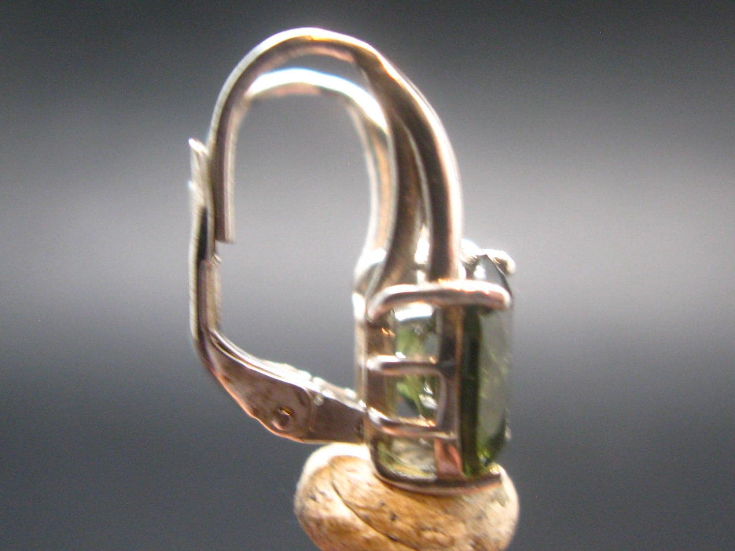 Moldavite Tektite Silver Earrings from Czech Republic - 2.94 Grams