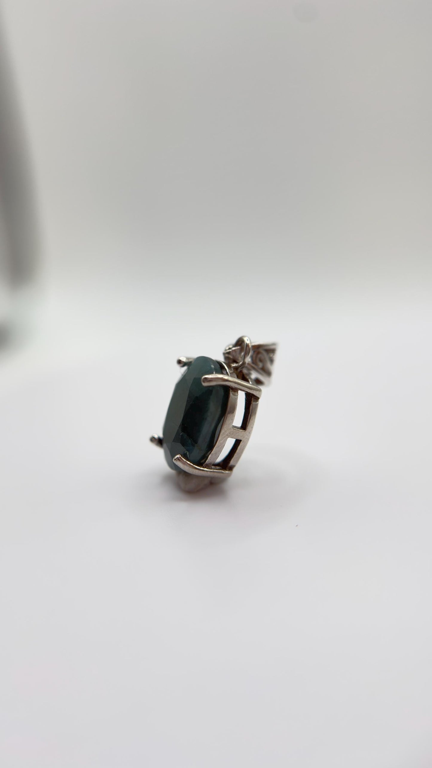 Grandidierite Pendant Blue Green Faceted Gemstone Silver Necklace Rare Crystal Jewelry Gift