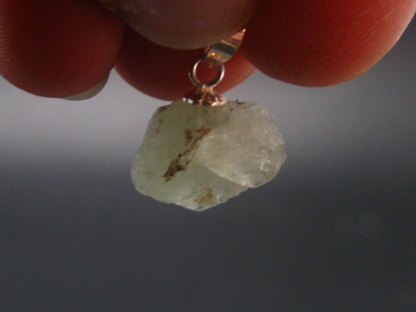 Green Herderite Silver Pendant From Pakistan - 0.6" - 1.26 Grams