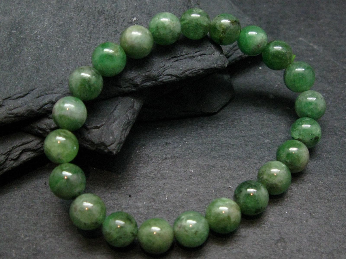 Green Garnet Tsavorite Genuine Bracelet ~ 7 Inches ~ 8mm Round Beads