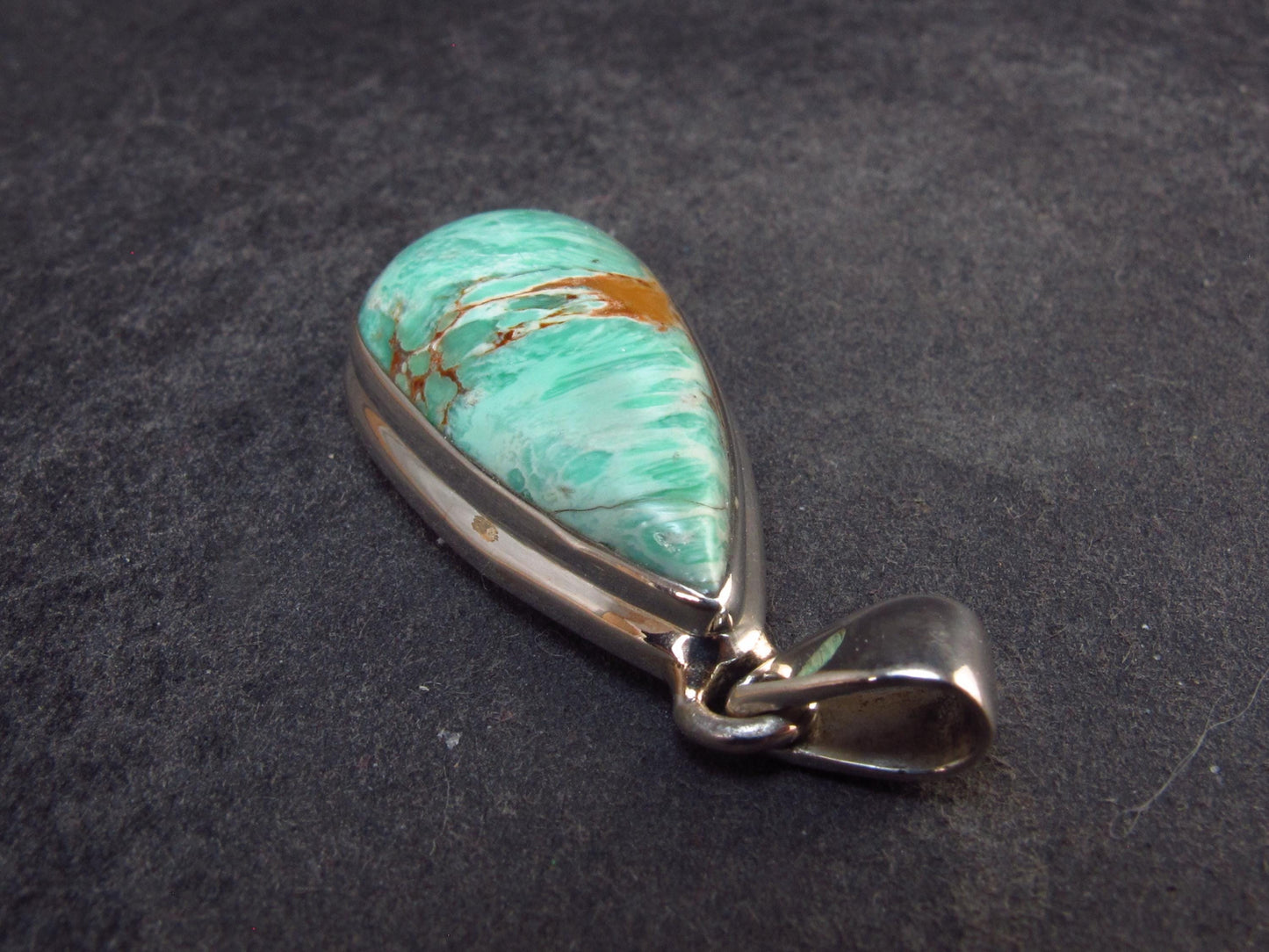 Rare Variscite Sterling Silver Pendant from Utah - 1.5" - 6.04 Grams