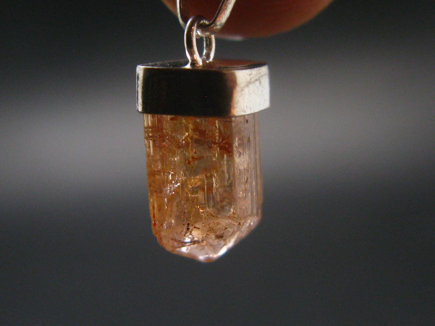 Natural Gemmy Imperial Topaz Crystal Pendant In Sterling Silver From Zambia - 0.8" - 1.34 Grams