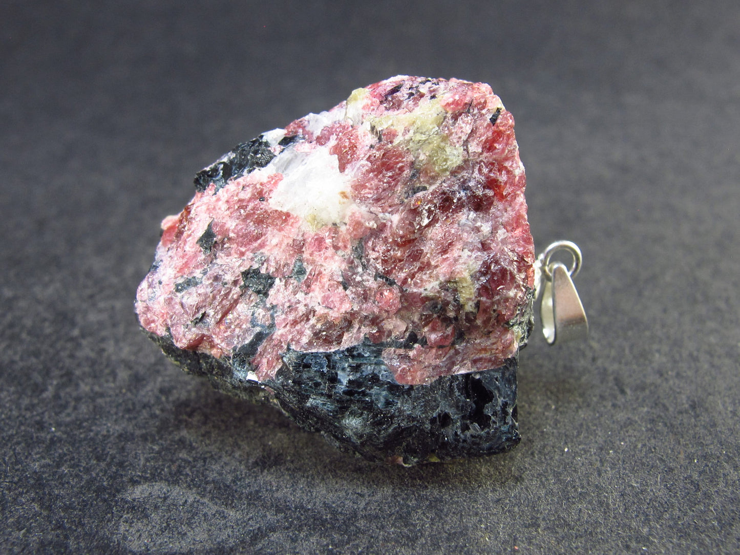 Rare Red Eudialyte Silver Pendant from Quebec, Canada - 1.3" - 13.4 Grams