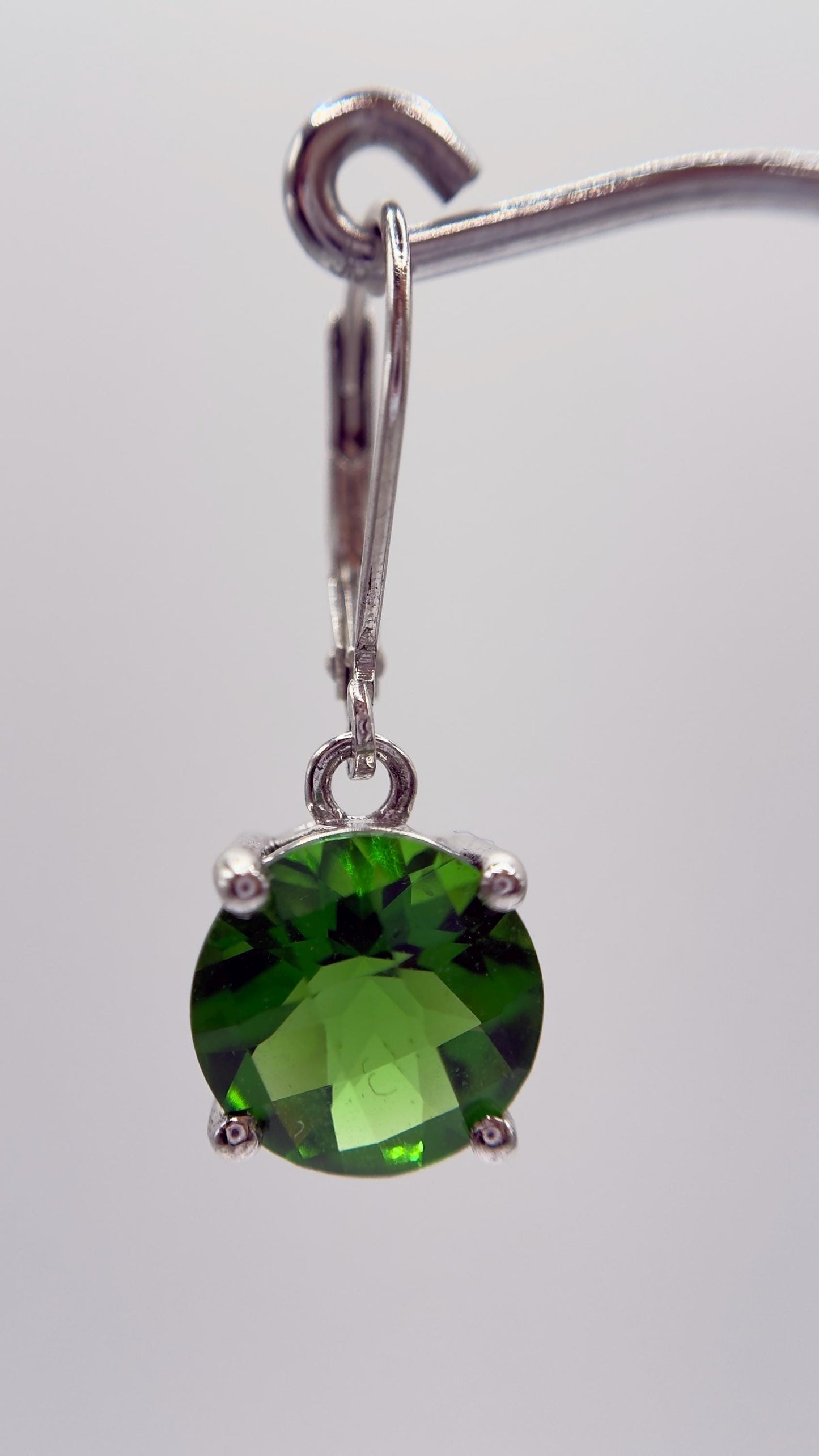 Green Helenite Cushion Cut Earrings – Sterling Silver Gemstone Dangle Earrings