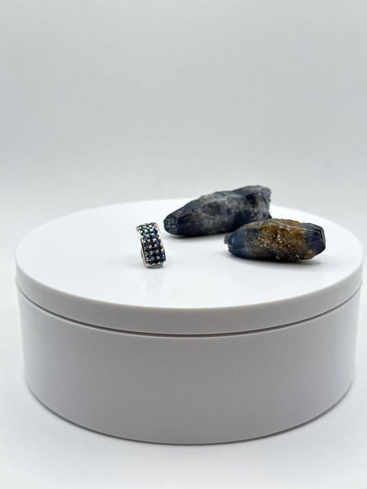 Sterling Silver Sapphire Huggie Pendant | September Birthstone Charm