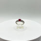 Ruby Solitaire Ring | Sterling Silver Pavé Band, Size 8
