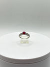Ruby Solitaire Ring | Sterling Silver Pavé Band, Size 8