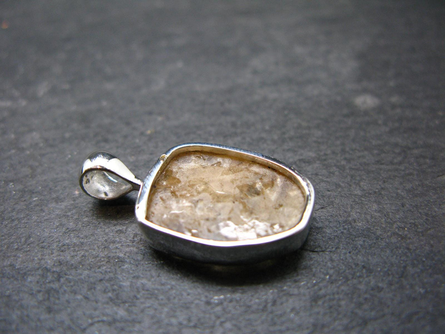 Large Natural Agni Gold Danburite Sterling Silver Pendant from Tanzania - 1.0" - 3.16 Grams