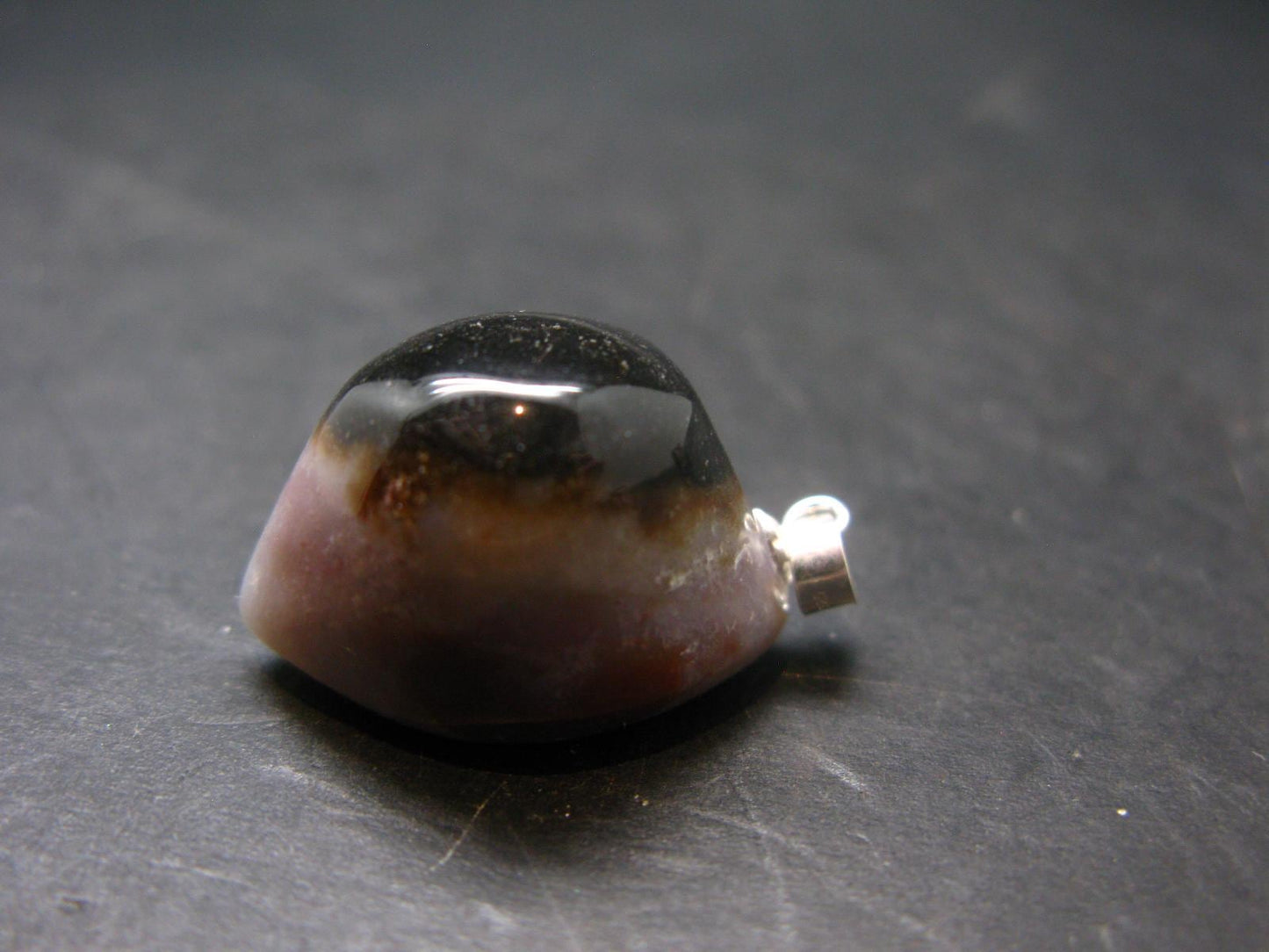 Agate Shiva Eye Silver Pendant from India - 1.2" - 8.49 Grams