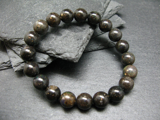 Black Opal Genuine Bracelet ~ 7 Inches ~ 10mm Round Beads