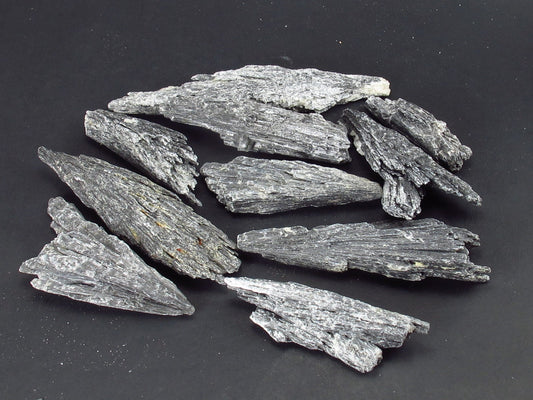 Lot of 10 Rare Black Kyanite Crystals From Brazil - 74 Grams