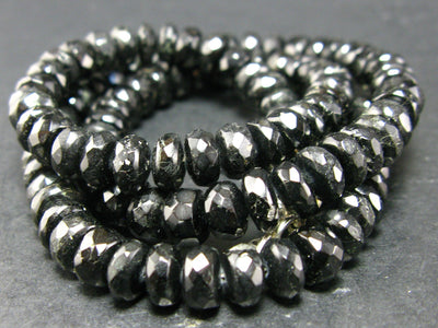 Black Tourmaline Facetted Beads Necklace From Brazil - 19"