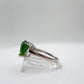 Green Helenite Trillion Cut Ring – Sterling Silver Faceted Gemstone Statement Ring