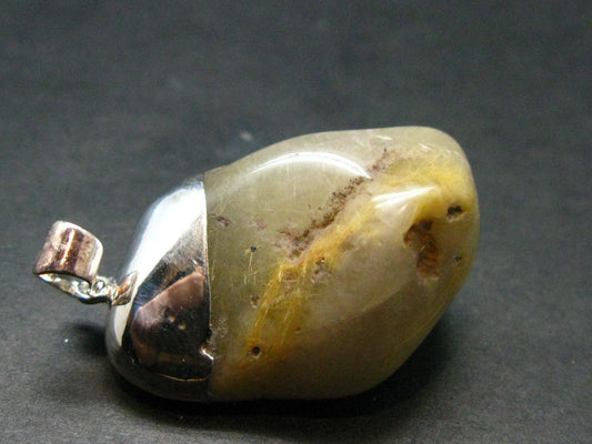 Rutilated Quartz Silver Pendant From Brazil - 1.5"