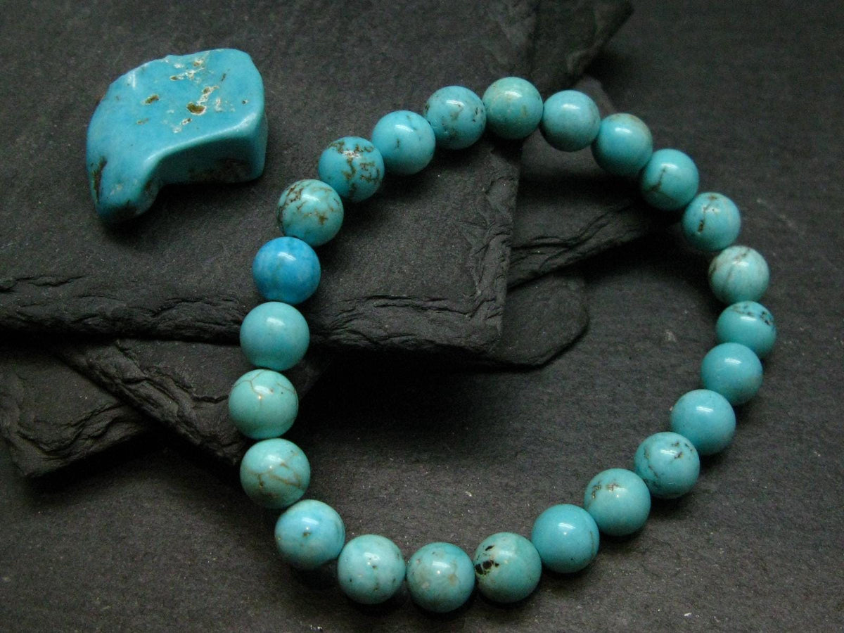 Turquoise Genuine Untreated Bracelet ~ 7 Inches ~ 8mm Round Beads