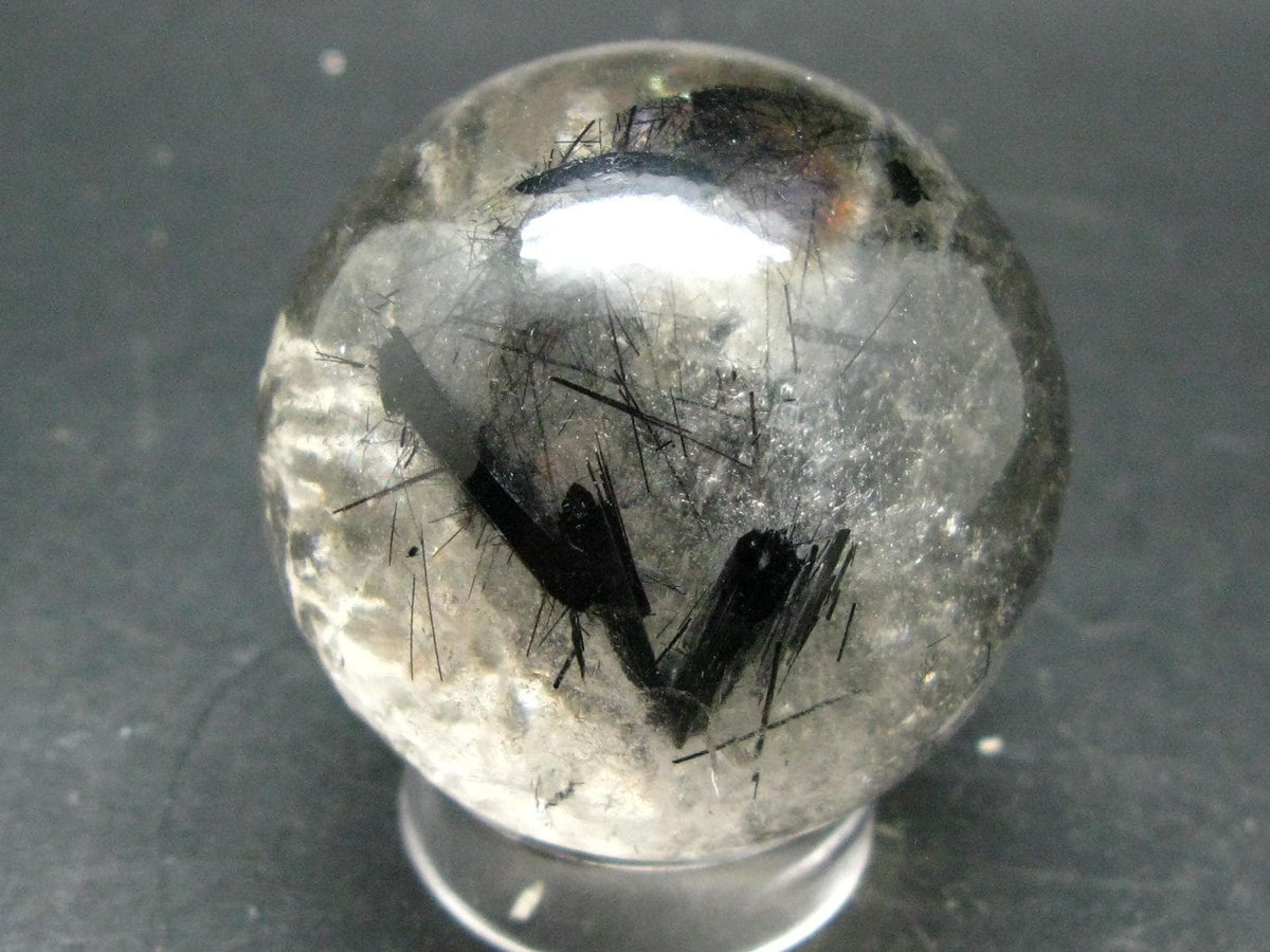 Fine Black Tourmaline In Quartz Sphere From Brazil - 1.9"