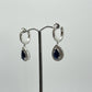 Pear Sapphire Dangle Earrings | Blue Sapphire Halo Earrings | Sterling Silver Drop Earrings | September Birthstone - Weight 5.42 g