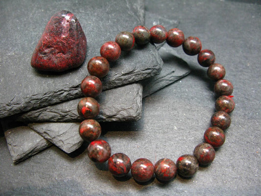 Cinnabar Genuine Bracelet ~ 7 Inches ~ 10mm Round Beads