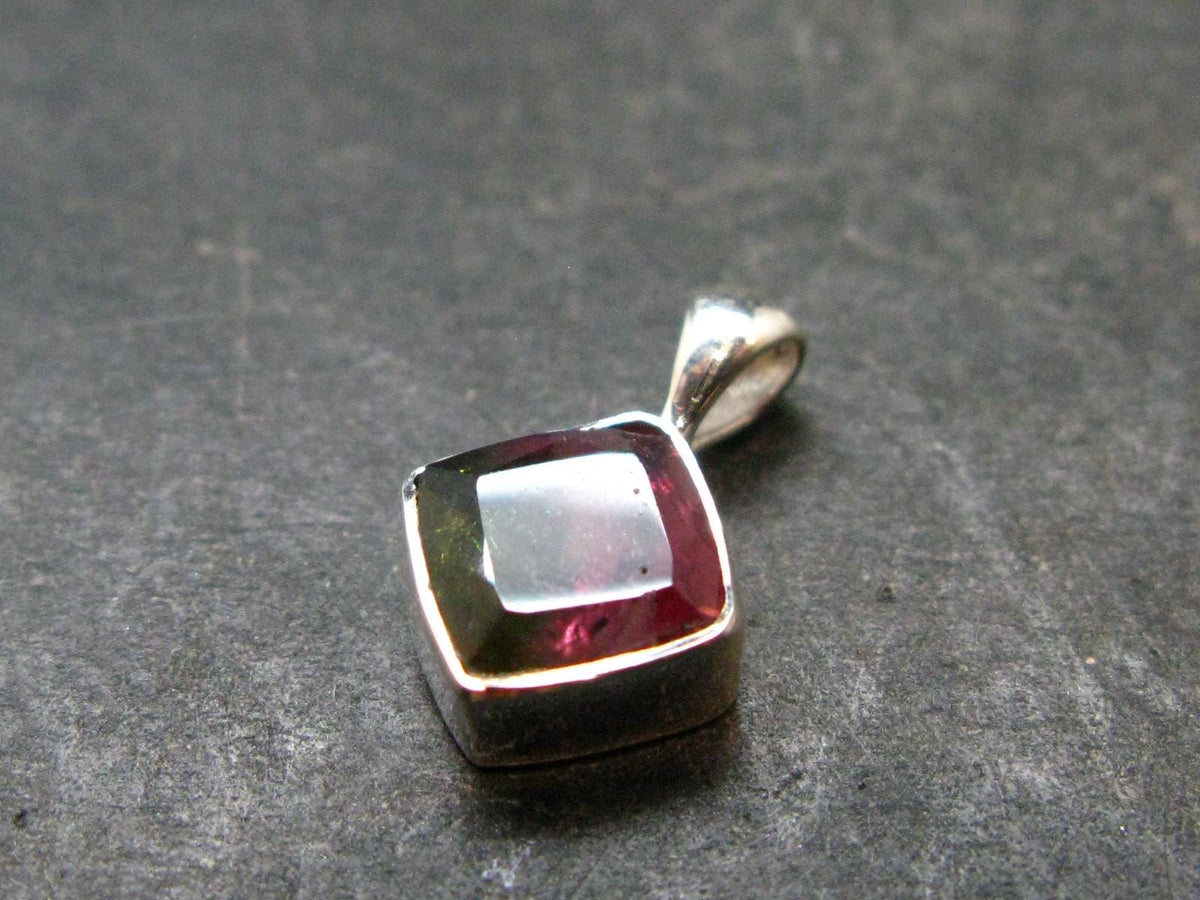 Gem Watermelon Tourmaline Crystal Silver Pendant From Brazil - 0.6" - 1.0 Grams
