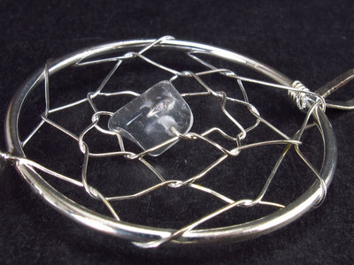 Merchant Stone!! Quartz Crystal Spider Web Pendant from Brazil