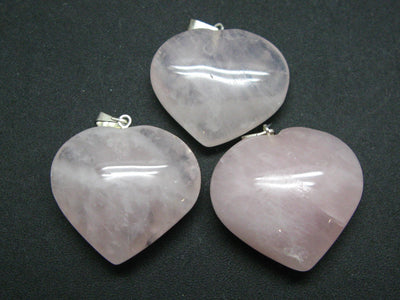 Symbol of Love and Beauty!! Lot of Three Rich Pink Rose Quartz Heart Shaped Pendant from Madagascar