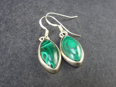 Queen of Green!! Vivid Vibrant Green Malachite Dangling SS Earrings - 3.70 Grams