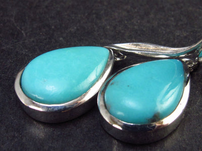 Nice Natural Turquoise Sterling Silver Dangle Earrings from Mexico - 6.0 Grams