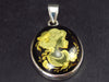 Hand Carved Baltic Amber 925 Silver Cameo Woman Lady Flower Pendant - 1.4"