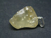 Gem Libyan Desert Glass Tektite Free Form Pendant Sterling Silver from Libya - 1.1" - 4.9 Grams