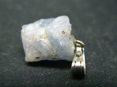 Gem Blue Sapphire Corundum Crystal Silver Pendant From Sri Lanka - 0.8" - 11 Carats