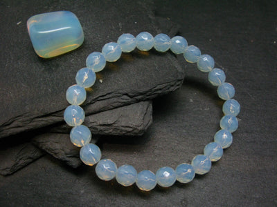 Opalite Genuine Bracelet ~ 7 Inches ~ 8mm Facetted Beads