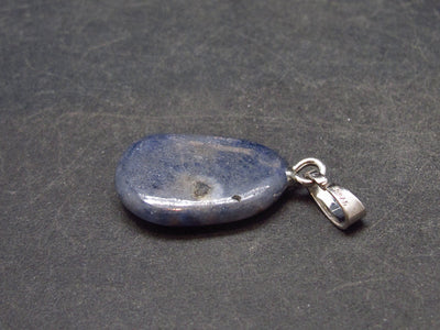 Gem Blue Sapphire Corundum Crystal Silver Pendant From Sri Lanka - 1.2" - 15.2 Carats