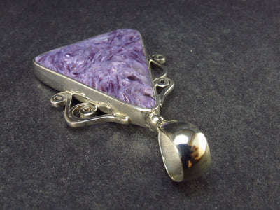 Lilac Stone!!! Stunning Silky Charoite Sterling Silver Pendant From Russia - 2.2" - 13.7 Grams