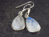 Pear Shaped Cabochon Natural Moonstone 925 Sterling Silver Drop Earrings - 1.3" - 3.1 Grams