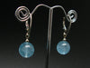 Minimalist and Chic Design - 12mm Natural Sky Blue Round Beads Dangle 925 Silver Leverback Earrings from Brazil