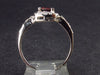Natural Faceted Red Garnet Rhodium Plated Sterling Silver Ring with CZ - Size 8