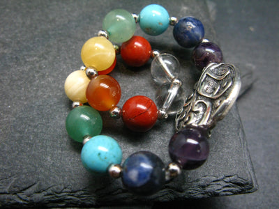 7 Chakra Genuine Bracelet ~ 7 Inches ~ 8mm Round Beads
