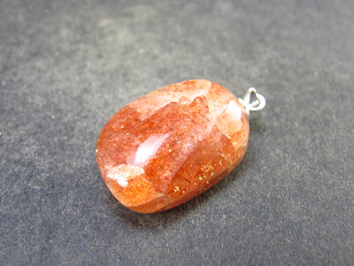 Sunstone Tumbled Crystal Silver Pendant From India - 1.2" - 5.34 grams