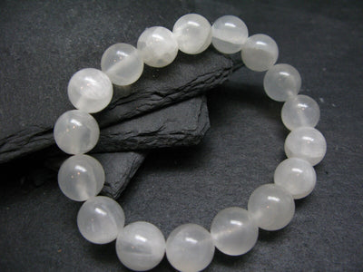 White Calcite Genuine Bracelet ~ 7 Inches ~ 12mm Round Beads